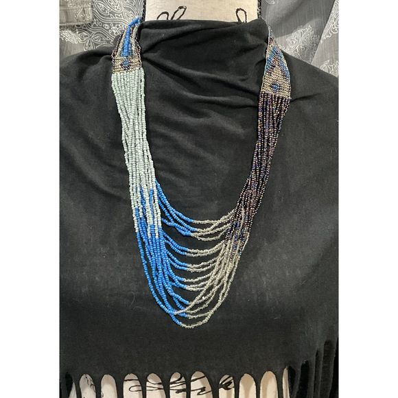 Navajo Layered Tourmaline Seed Beaded Necklace